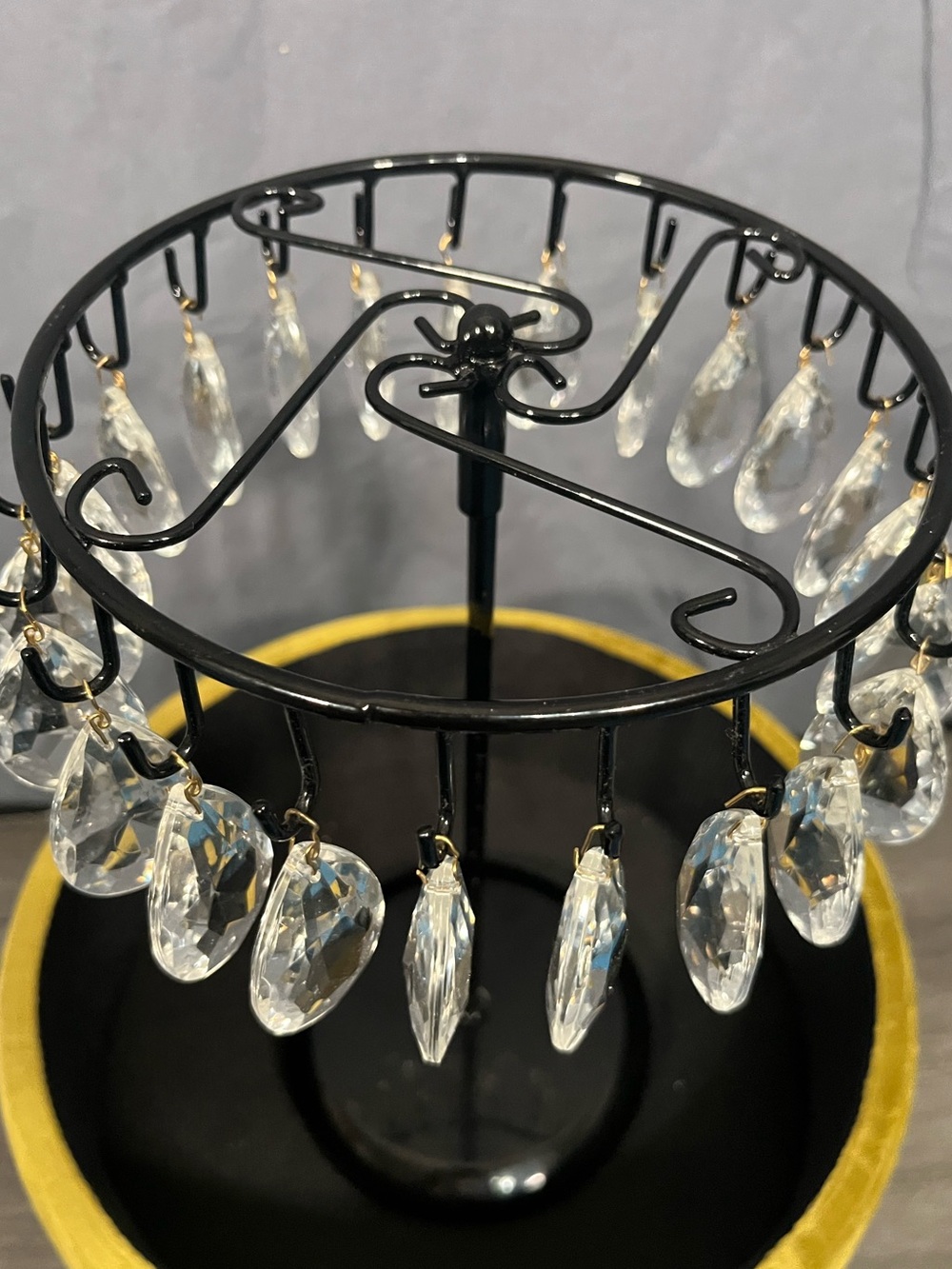 Vintage Chandelier Crystals 2”x1” Pear Shaped with gold tone hooks -set of 23 -